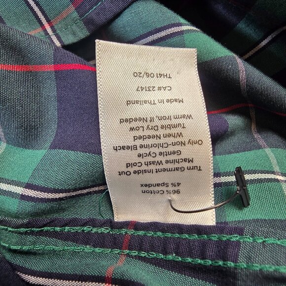 Talbots Tunic Shirt Womens 16W Green Blue Tartan Plaid Sparkle Buttons Preppy - Picture 12 of 15